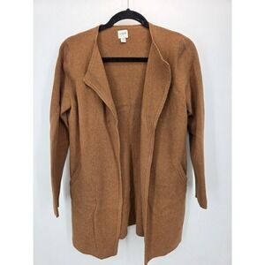 J. Crew Women's Open Front Cardigan Sweater Camel Brown‎ 100% Cotton XS